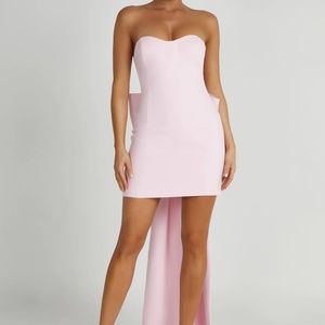 Meredith Strapless Bow Mini Dress- Blush